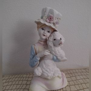 Porcelain Girl and Poodle 🐩 Night light, 7" Japan